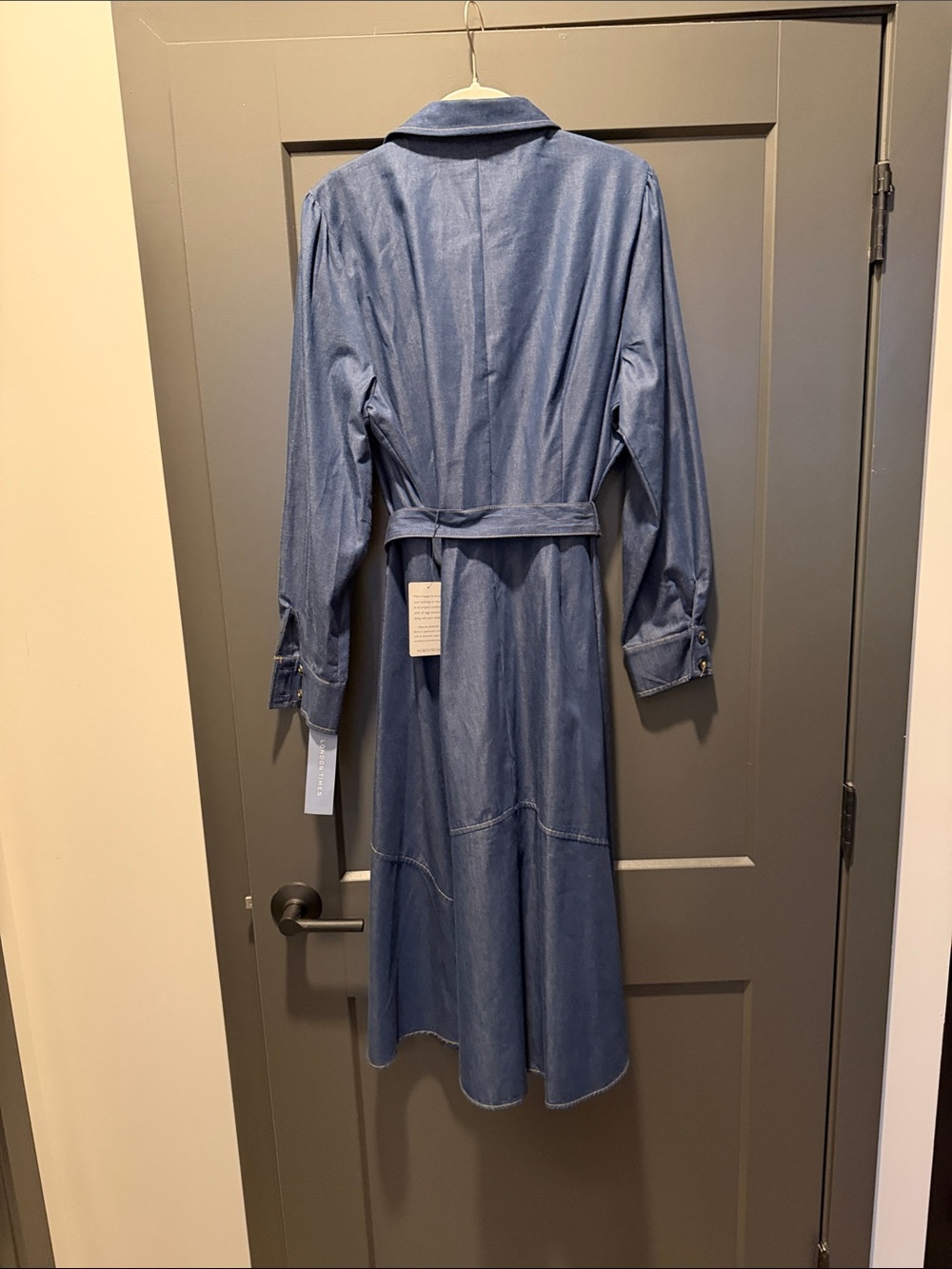 London Times Chambray Shirt Dress — Light Blue - Picture 9 of 9